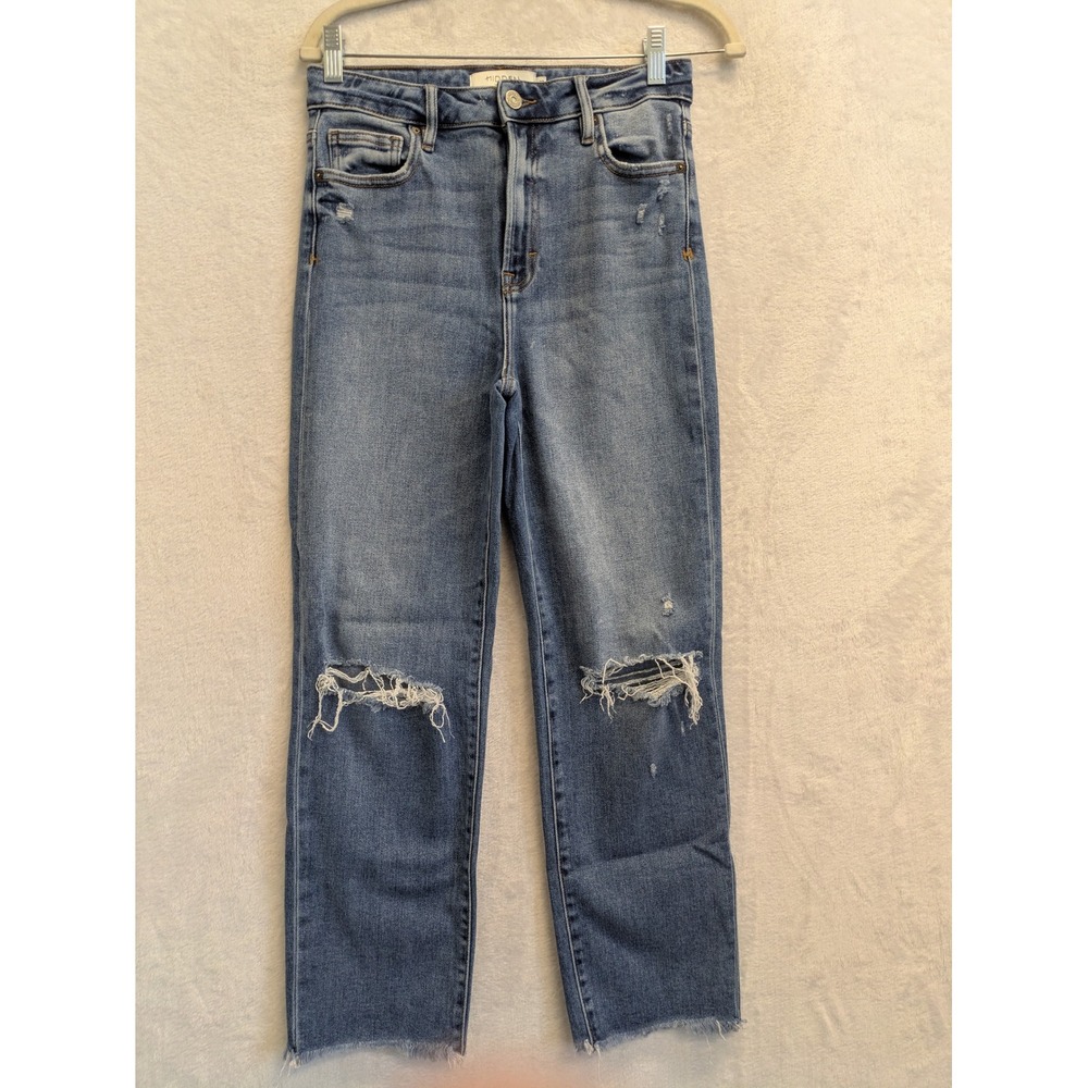 HIDDEN Los‎ Angeles Women's Size 27 Blue Denim Distressed Straight Leg Jeans